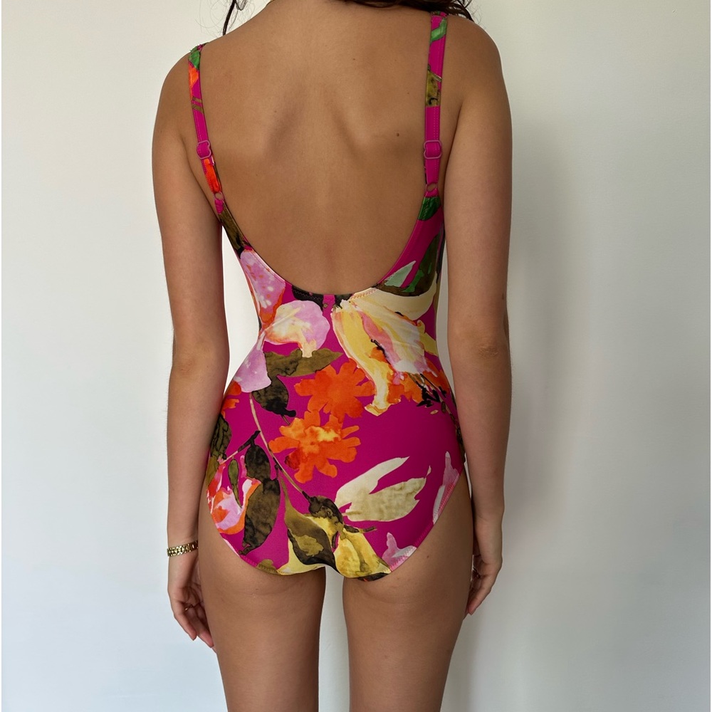 Diva by Rachel Pappo floral Tropical one piece swimsuit Hawaii Barbicore Pink - Picture 6 of 17